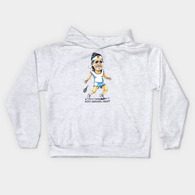 Ons Jabeur Pro tennis player Kids Hoodie by dizzycat-biz